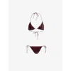 Oseree Womens Marylin Micro Sequin Bikini Set Burgundy