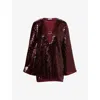 Oseree Womens Burgundy Marylin V-neck Sequin-embellished Kaftan