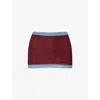 Oseree Womens Crystal - Burgundy Lumière Colour-block Woven Bikini Skirt