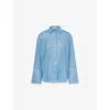 Oseree Womens Crystal Glazed Lumiere Long-sleeve Metallic Woven Shirt In Blue
