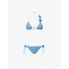 Oseree Womens Lumière Rose Two-piece Metallic Bikini Set Crystal