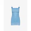 Oseree Womens Crystal Lumiere Rose Woven Mini Dress In Blue