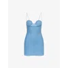 Oseree Womens Crystal Lumière Seashell-cup Woven Mini Dress