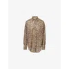 Oseree Womens Leopard Animalier Long-sleeve Woven Shirt In Leopard
