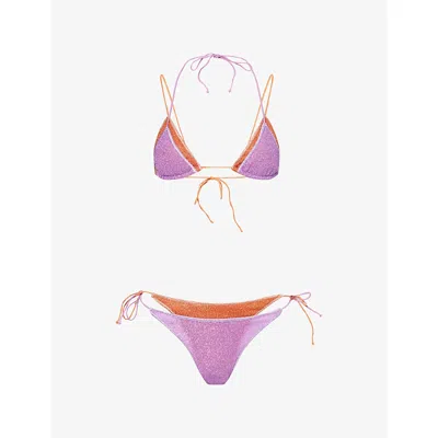 Oseree Womens Lumiere Double Micro Bikini Set Lilac Orange In Multi