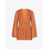Oseree Womens Orange Lumière Metallic Woven Kaftan In Orange