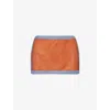 Oseree Womens Crystal - Orange Lumiere Bi-color Metallic Woven Mini Skirt In Orange