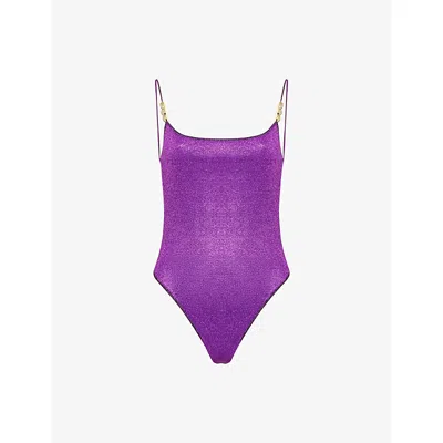 Oseree Womens Purple Glazed Lumiere Maillot Swimsuit