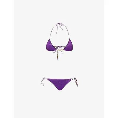Oseree Womens Glazed Lumière Two-piece Bikini Set Purple