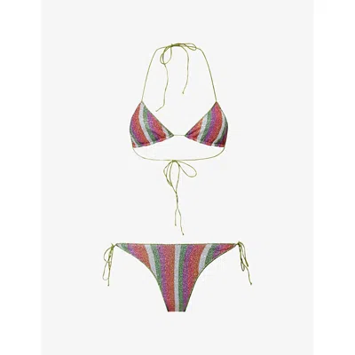 Oseree Womens Lolita Metallic Bikini Set Rose Multi