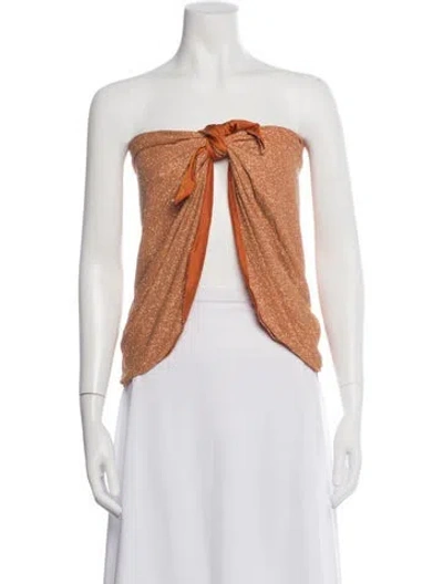 Pre-owned Oseree Wool Strapless Top W/ Tags In Gold/metallic/orange
