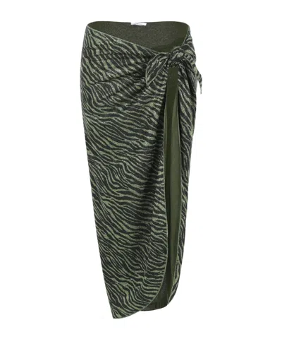 Oseree Zebra-print Lurex Pareo In Green