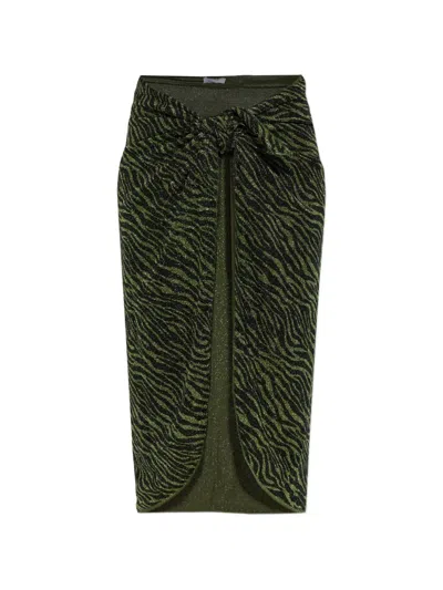 Oseree Zebra-print Lurex Pareo In Green