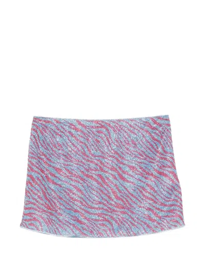 Oseree Zebra-print Midi Skirt In Purple