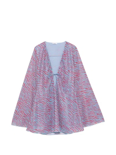 Oseree Zebra-print Mini Dress In Blue