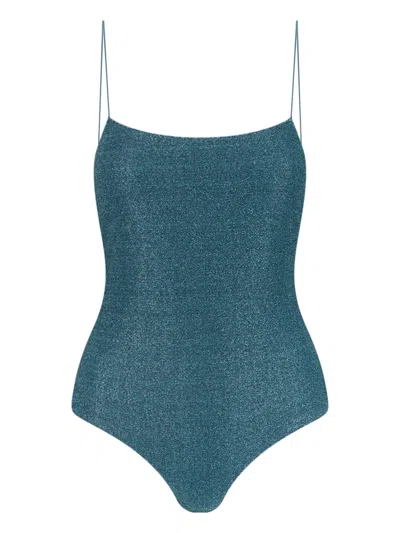 Oseree -inspired Lurex Peacock Mini Dress For Women In Blue