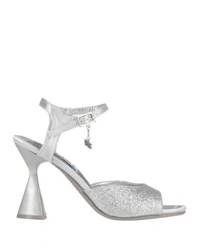 Osey Woman Sandals Silver Size 7 Textile Fibers In Silver