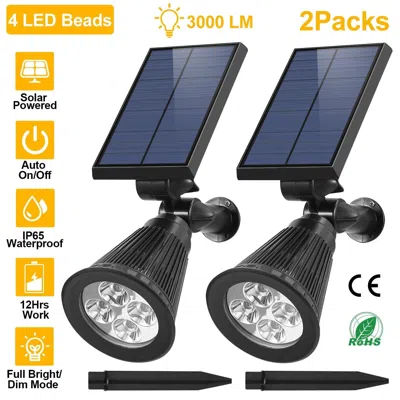 Oshana 2pcs Solar Spotlight Outdoor Dusk To Dawn Light Wall Path Lawn Garden Lamp Waterproof