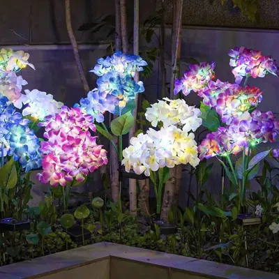 Oshana 8 Pack Solar Garden Lights Realistic Hydrangea Garden Stake Lights, Solar Powered Flowers For Lawn D