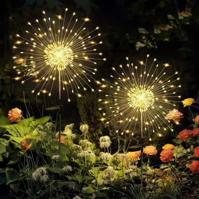 Oshana Garden Decor Outdoor Lights 120led 2pack, Solar Garden Lights Outside Fairy Firework Decorative,sola