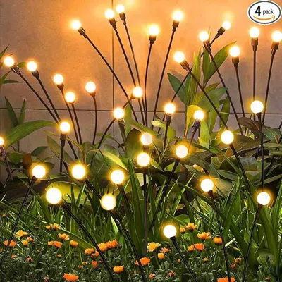 Oshana Solar Garden Lights Outdoor 4 Pack Firefly Swaying Lights