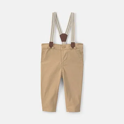 Oshkosh Baby Boys Straight Mid Rise Regular Fit Flat Front Pant In Brown