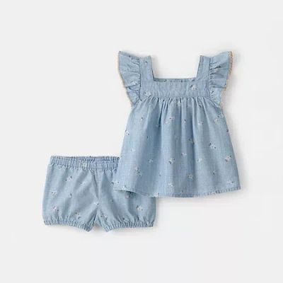 Oshkosh Baby Girls 2-pc. Short Set In Blue