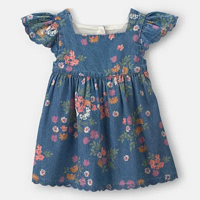 Oshkosh Baby Girls 2-pc. Short Sleeve Flutter A-line Dress In Blue