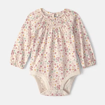 Oshkosh Baby Girls Crew Neck Long Sleeve Bodysuit In White