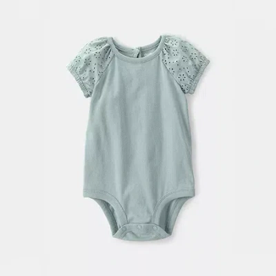 Oshkosh Baby Girls Crew Neck Short Sleeve Bodysuit In Blue