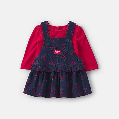Oshkosh Baby Girls Fitted Floral 2-pc. Dress Set In Black