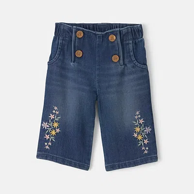 Oshkosh Baby Girls Mid Rise Wide Leg Regular Fit Pull-on Pant In Blue