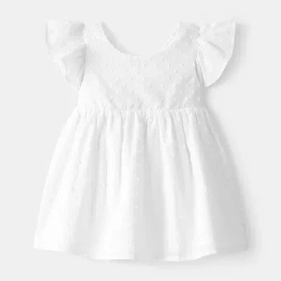 Oshkosh Baby Girls Short Sleeve Ruffled Sundress In White