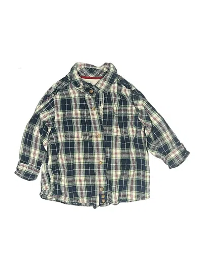 Pre-owned Oshkosh B'gosh Kids' Long Sleeve Button Down Shirt In Green