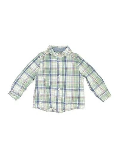 Pre-owned Oshkosh B'gosh Kids' Long Sleeve Button Down Shirt In Green