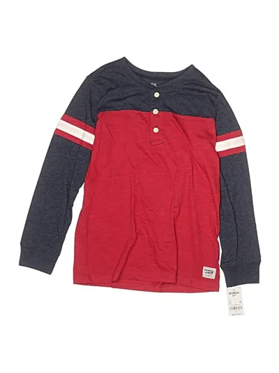 Pre-owned Oshkosh B'gosh Kids' Long Sleeve Henley Shirt In Red