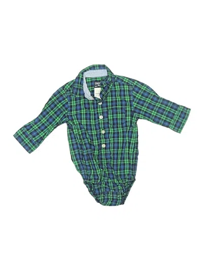 Pre-owned Oshkosh B'gosh Babies' Long Sleeve Onesie In Green