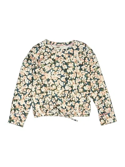 Pre-owned Oshkosh B'gosh Kids' Long Sleeve Top Green Floral Pattern Crew Neck Tops