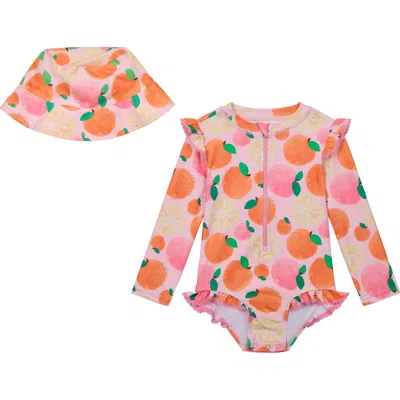 Oshkosh B'gosh Babies' Oshkosh Bgosh Pineapple Long Sleeve Rashguard Swimsuit & Hat Set In Multi