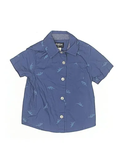 Pre-owned Oshkosh B'gosh Kids' Short Sleeve Button Down Shirt In Blue