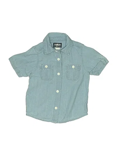 Pre-owned Oshkosh B'gosh Kids' Short Sleeve Button Down Shirt In Blue