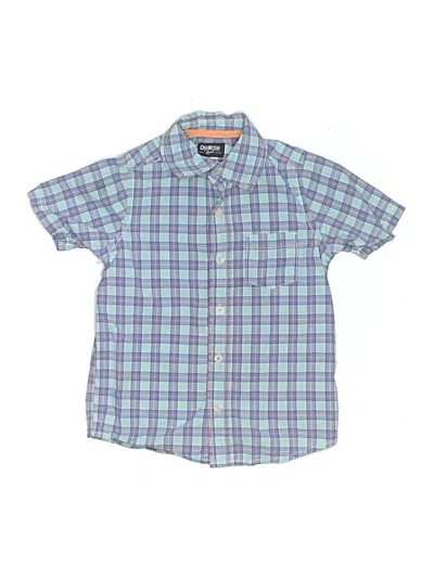 Pre-owned Oshkosh B'gosh Kids' Short Sleeve Button Down Shirt In Blue
