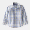 Oshkosh Toddler Boys Long Sleeve Cuffed Button-down Shirt In Blue