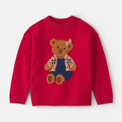Oshkosh Babies' Toddler Girls Crew Neck Long Sleeve Pullover Sweater In Red