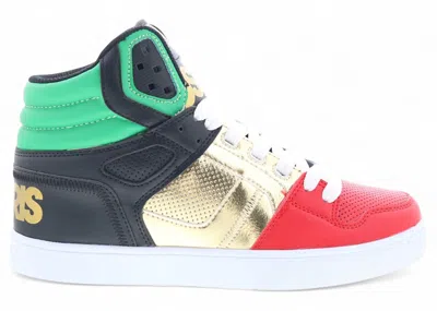 Pre-owned Osiris Men's  Clone Green Sneakers In Red/metallic Gold/black
