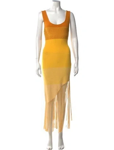 Pre-owned Osis Studio Colorblock Pattern Long Dress In Yellow