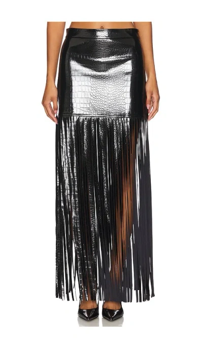 Osis Studio Libby Embossed Faux Leather Skirt In Black