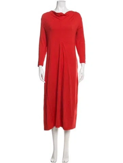 Pre-owned Oska Cowl Neck Midi Length Dress In Red