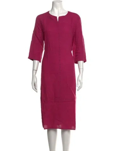 Pre-owned Oska Linen Knee-length Dress In Pink