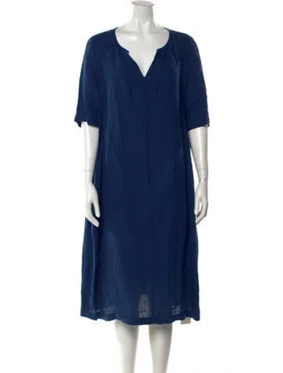 Pre-owned Oska Linen Midi Length Dress In Blue
